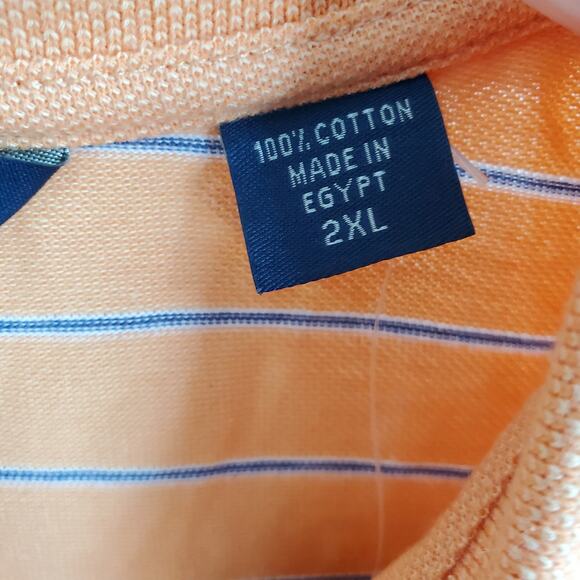 IZOD Men 2XL NWT Orange Blue Stripe Polo Shirt - Picture 4 of 8